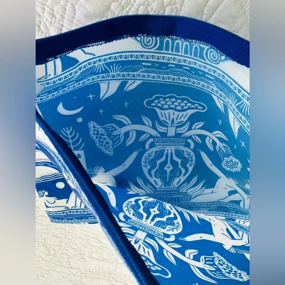 SOLD - Looking Up Maxi Recycled Zip Pocket Pencil/Cosmetic Bag, Greek Vase Motif - Picture 5 of 5